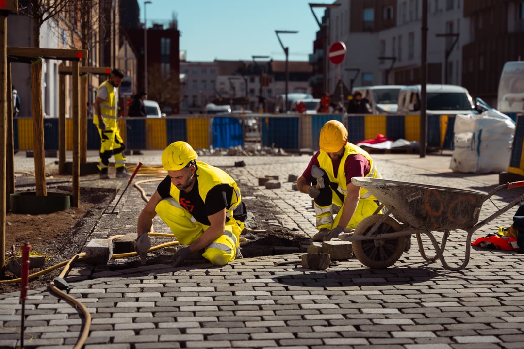 Straat voor aanvang van het werk